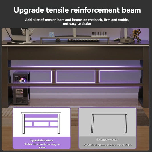 Bureau Ordinateur Moderne – Maison, Étudiant, Gaming & Travail