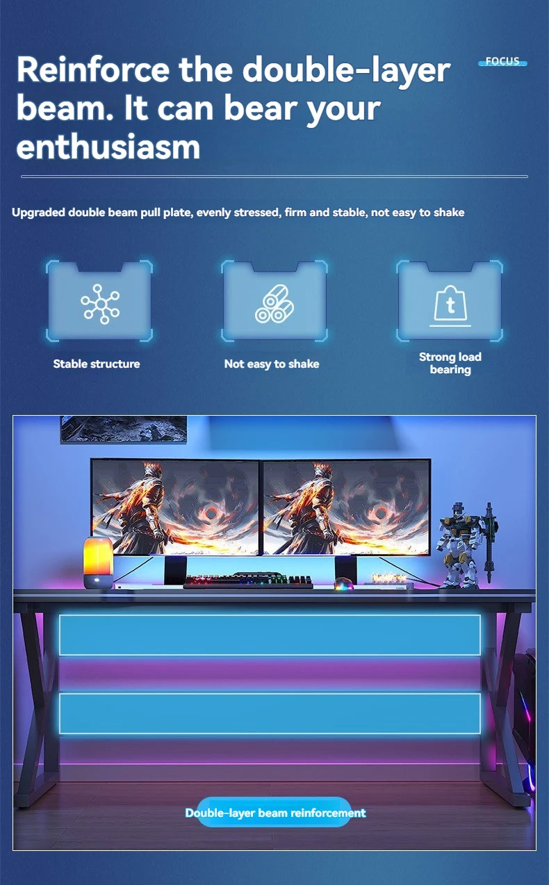 Bureau Ordinateur Moderne – Maison, Étudiant, Gaming & Travail